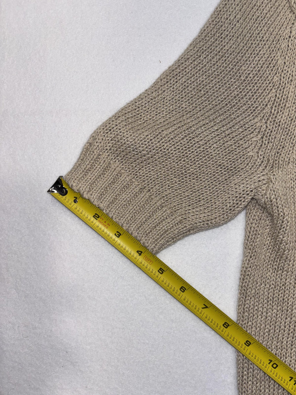 Calvin Klein Sweater Womens M Beige Short Sleeve Crew Neck Hemp Knit Pullover
