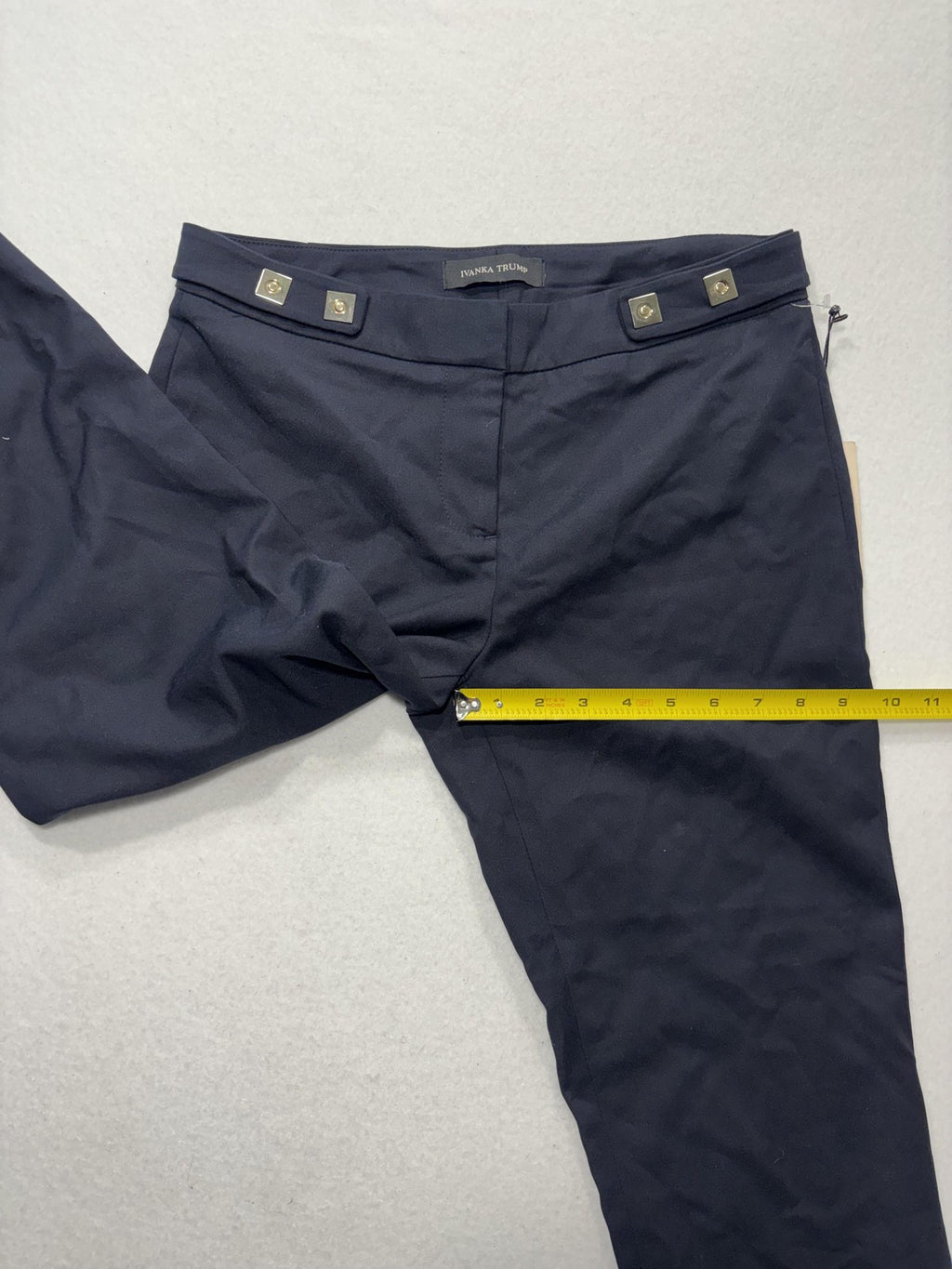 Ivanka Trump Dress Pants Womens 2 Blue Twill Slim Ankle Zip Gold Zip Career Work
