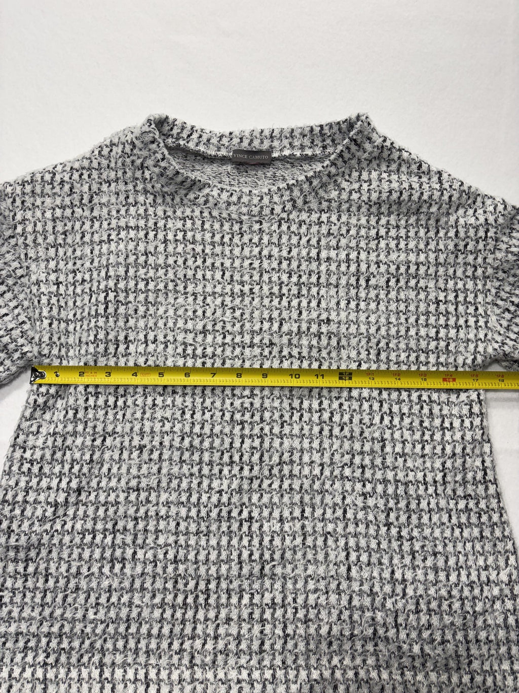 Vince Camuto Sweater Womens Medium Gray Waffle Knit Crew Long Sleeve Pullover