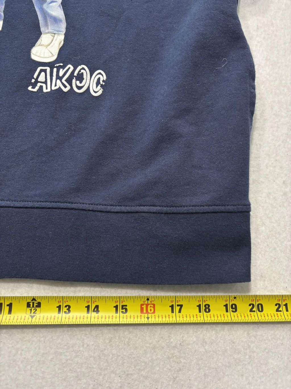 AKOO Hoodie Mens Large Blue Fleece Pullover Fox Graphic Hip Hop Slogan Back
