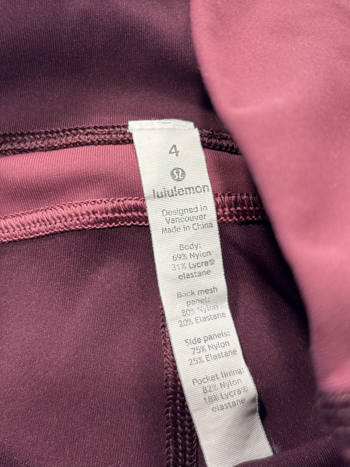 Lululemon Leggings Womens 4 Red Colorblock High Rise Crop 23.5" Inseam Stretch