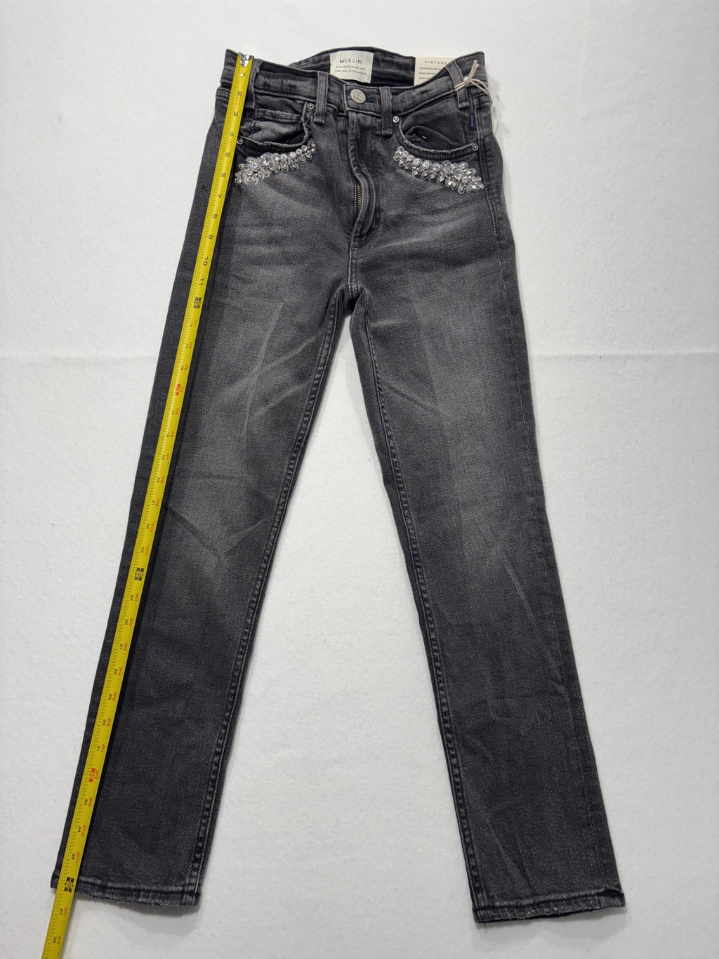 McGuire Bellwoods Vintage Slim Jeans Womens 25 Gray Beaded Rhinestone 25x30