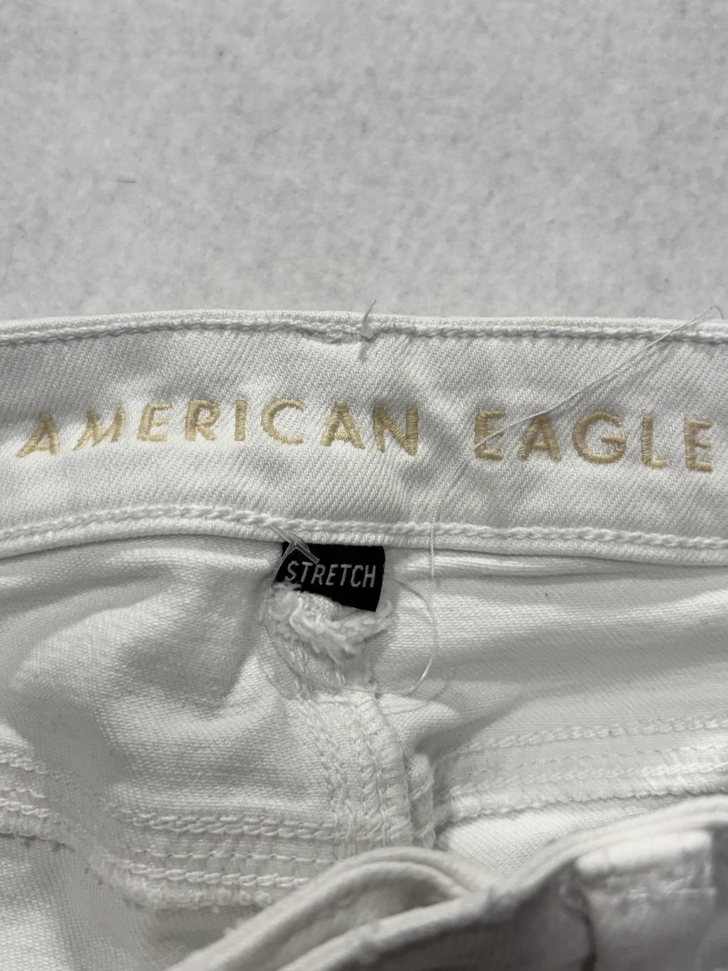 American Eagle Mom Straight Jeans Womens 0 White High Rise Distressed 28x29
