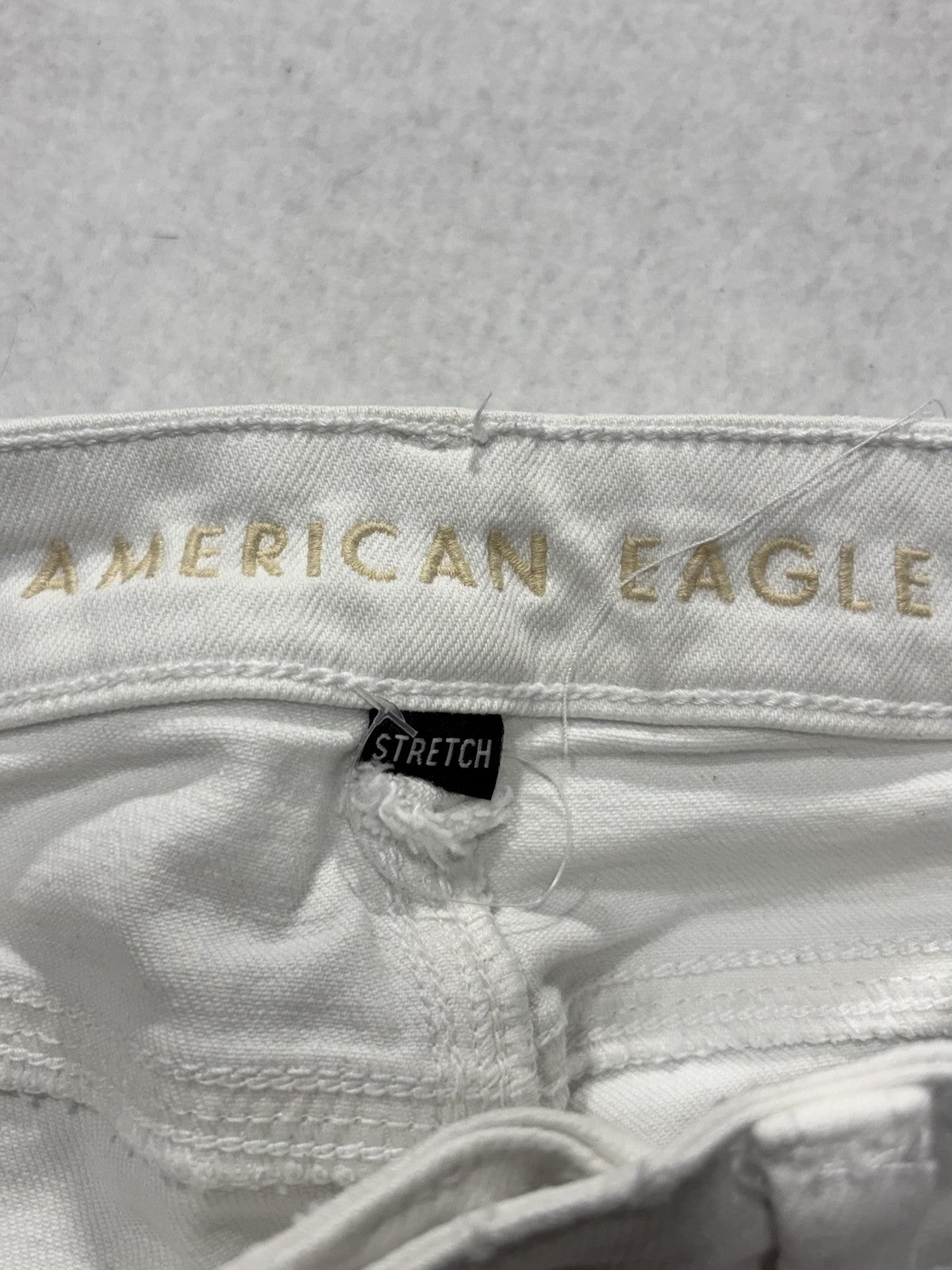 American Eagle Mom Straight Jeans Womens 0 White High Rise Distressed 28x29