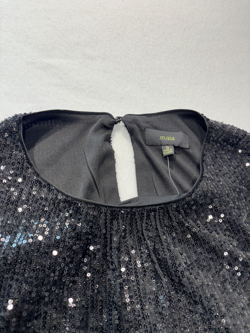 Maia Dress Womens 12 Black Sequin Mesh Long Sleeve Shift Party Cocktail Holiday