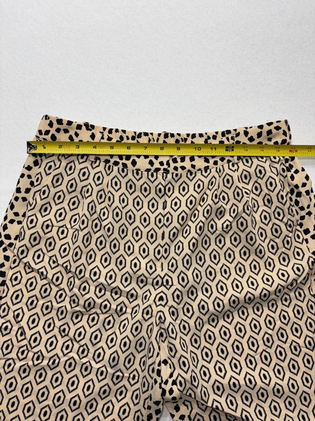 ESSENTIEL Antwerp Dress Pants Womens 40 Beige Geo Dot Print Elastic Waist Slim