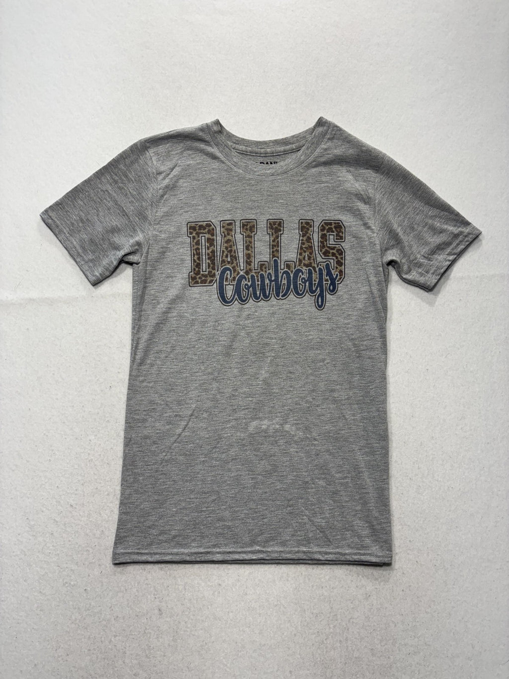 Dallas Cowboys Shirt Womens Small Gray NFL Football Leopard Print Gildan Tee