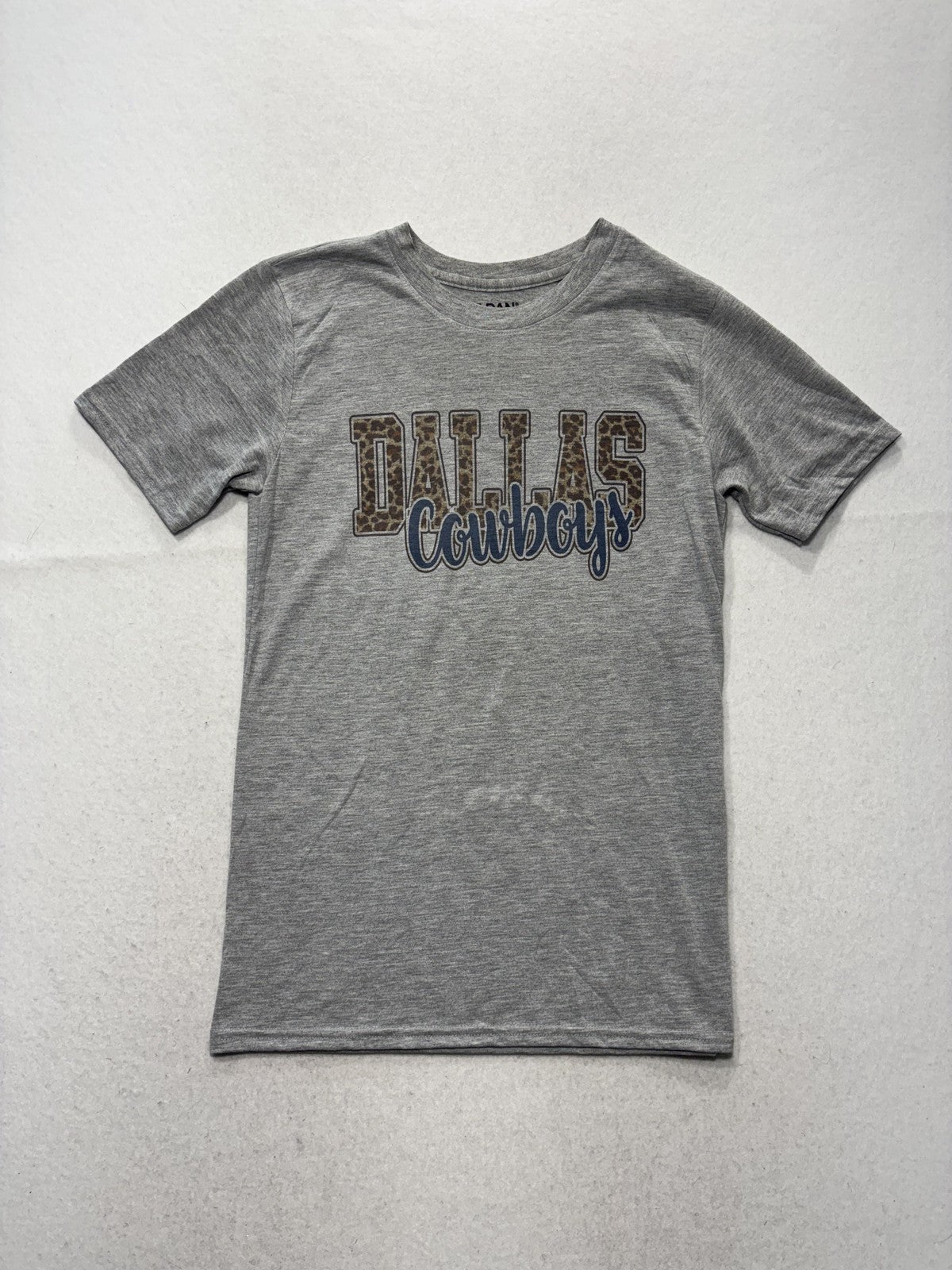 Dallas Cowboys Shirt Womens Small Gray NFL Football Leopard Print Gildan Tee