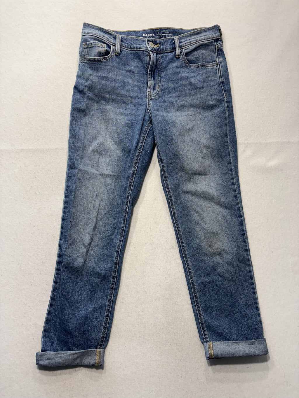 Old Navy Wow Boyfriend Jeans Womens 6 Blue Medium Wash Mid Rise Relaxed 28x27