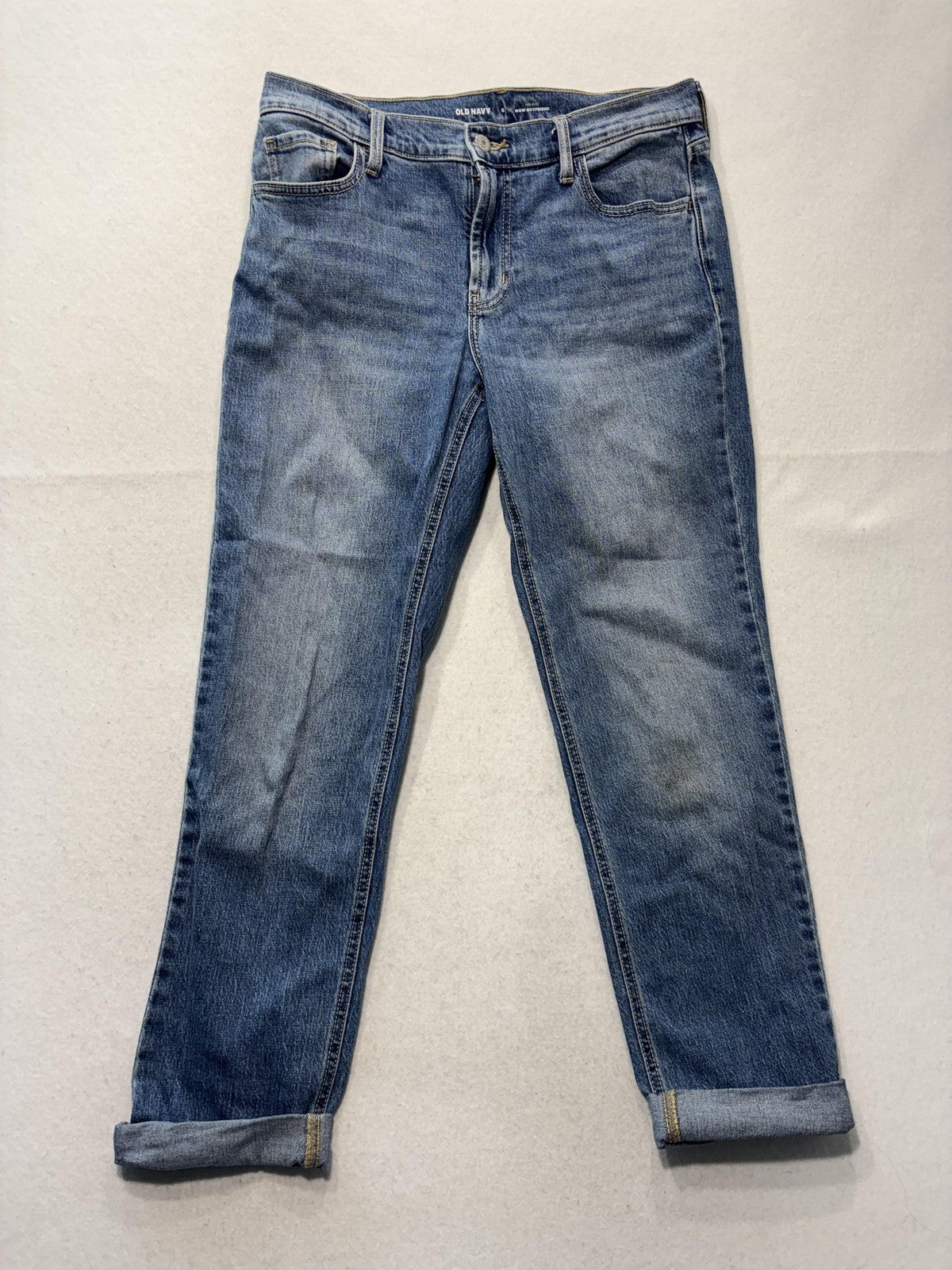 Old Navy Wow Boyfriend Jeans Womens 6 Blue Medium Wash Mid Rise Relaxed 28x27