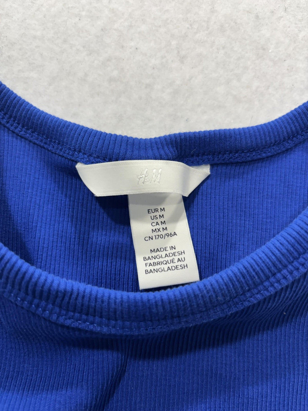 H&M Tank Top Womens M Blue Ribbed Cropped Knit Basic O/N 474583 P/N 10492517
