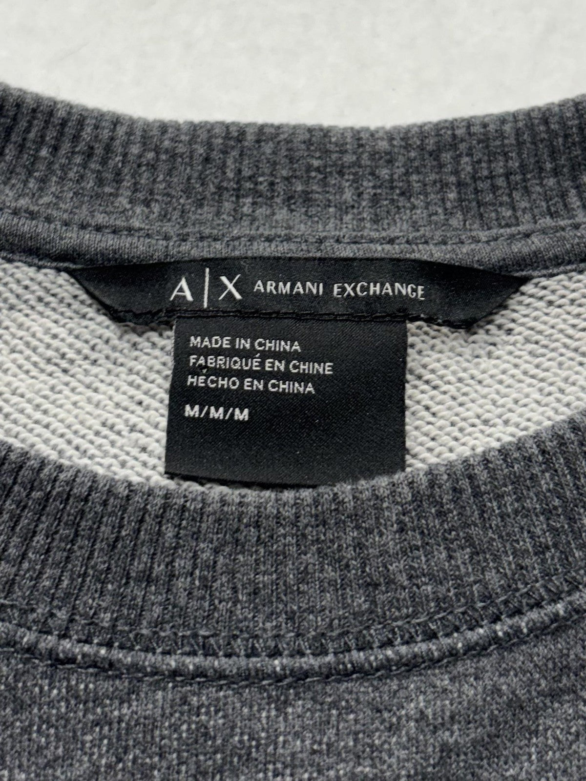 Armani Exchange Sweatshirt Womens Medium Gray Rhinestone Logo Raglan Pullover