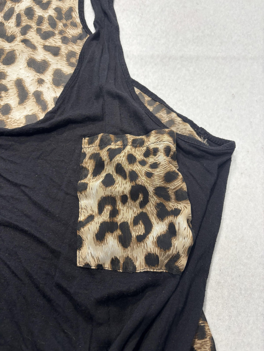 Lilypad Tank Top Womens Medium Brown Leopard Print Scoop Neck Knot Hem Racerback