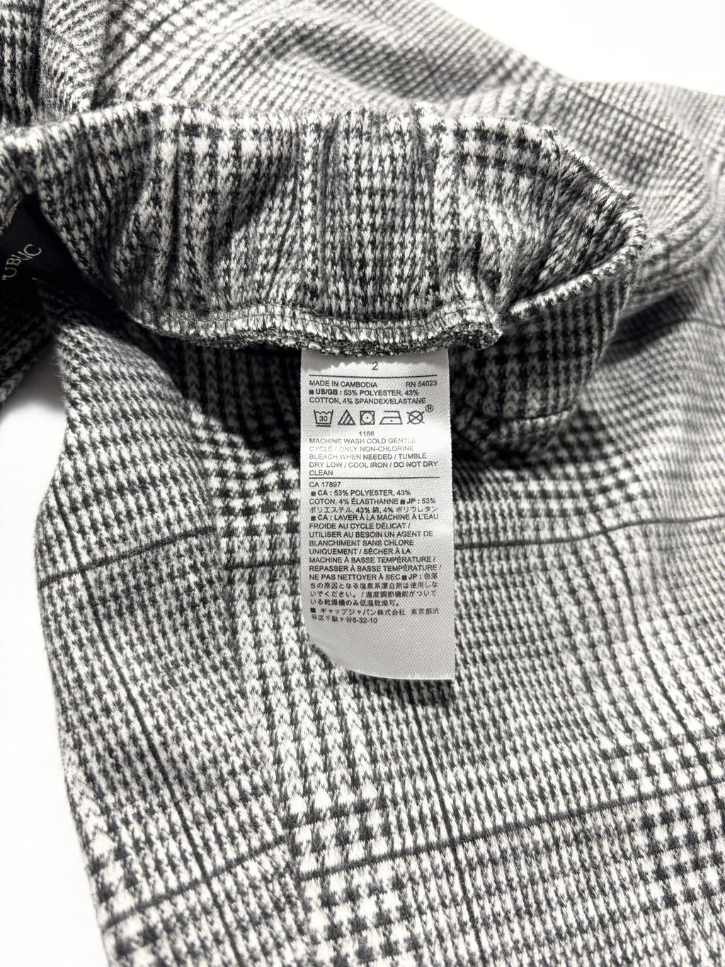 Banana Republic Dress Pants Womens 2 Gray Plaid Hayden Pull On Ponte Ankle Slim