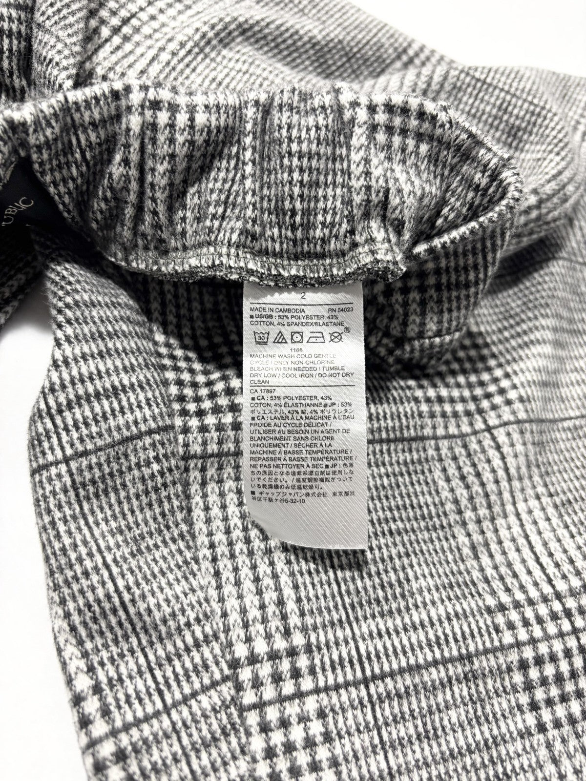 Banana Republic Dress Pants Womens 2 Gray Plaid Hayden Pull On Ponte Ankle Slim
