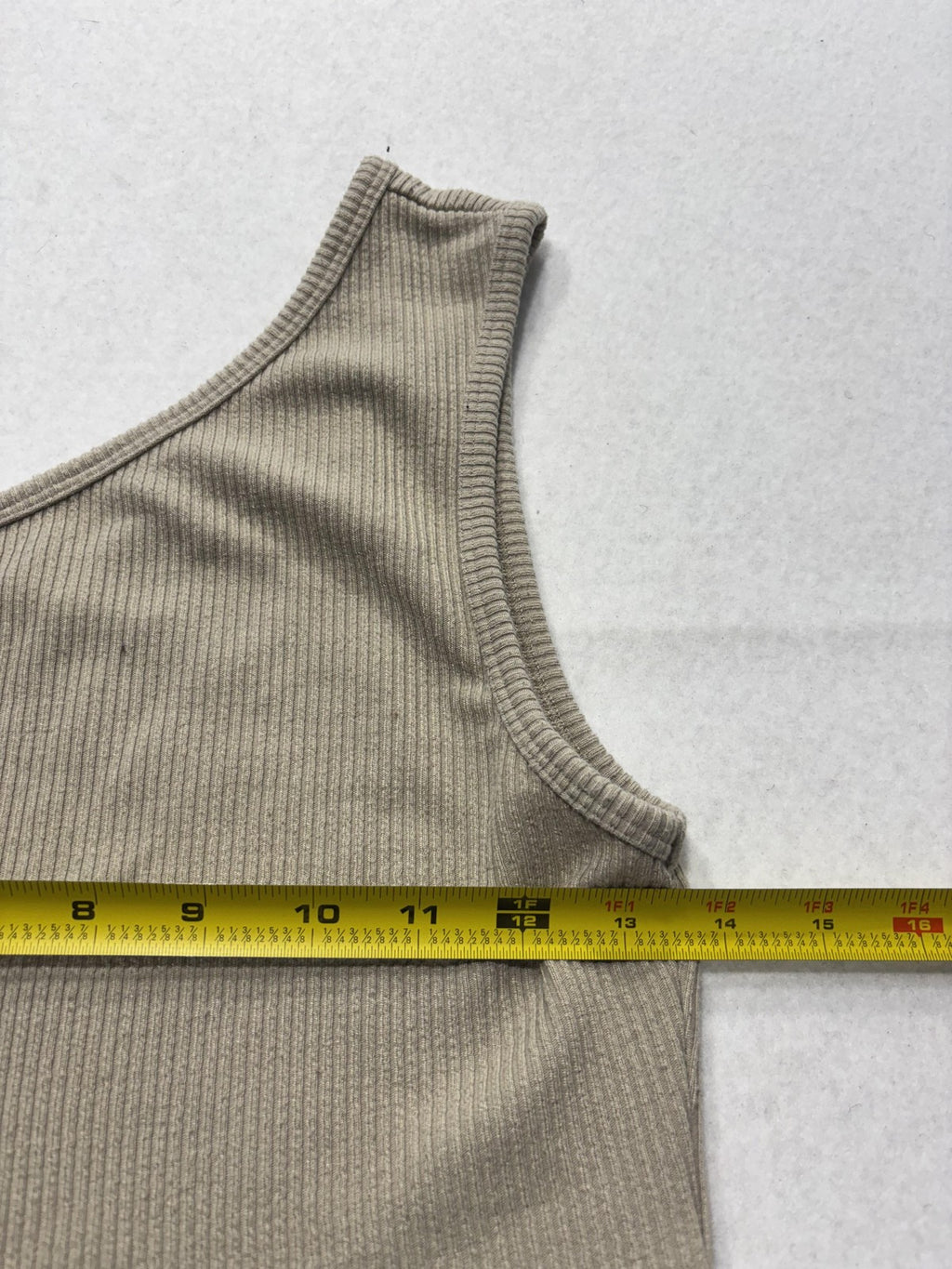 Reformation Tank Top Womens Medium Beige One Shoulder Ribbed Knit Cropped