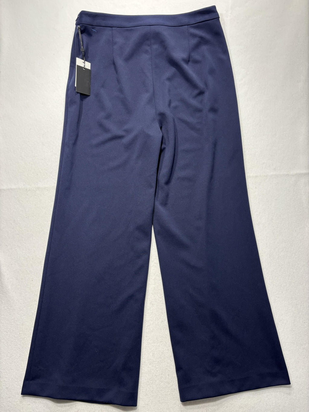 DKNY Dress Pants Womens 16 Blue Twill Wide Leg Stretch Zip Art Basel Work