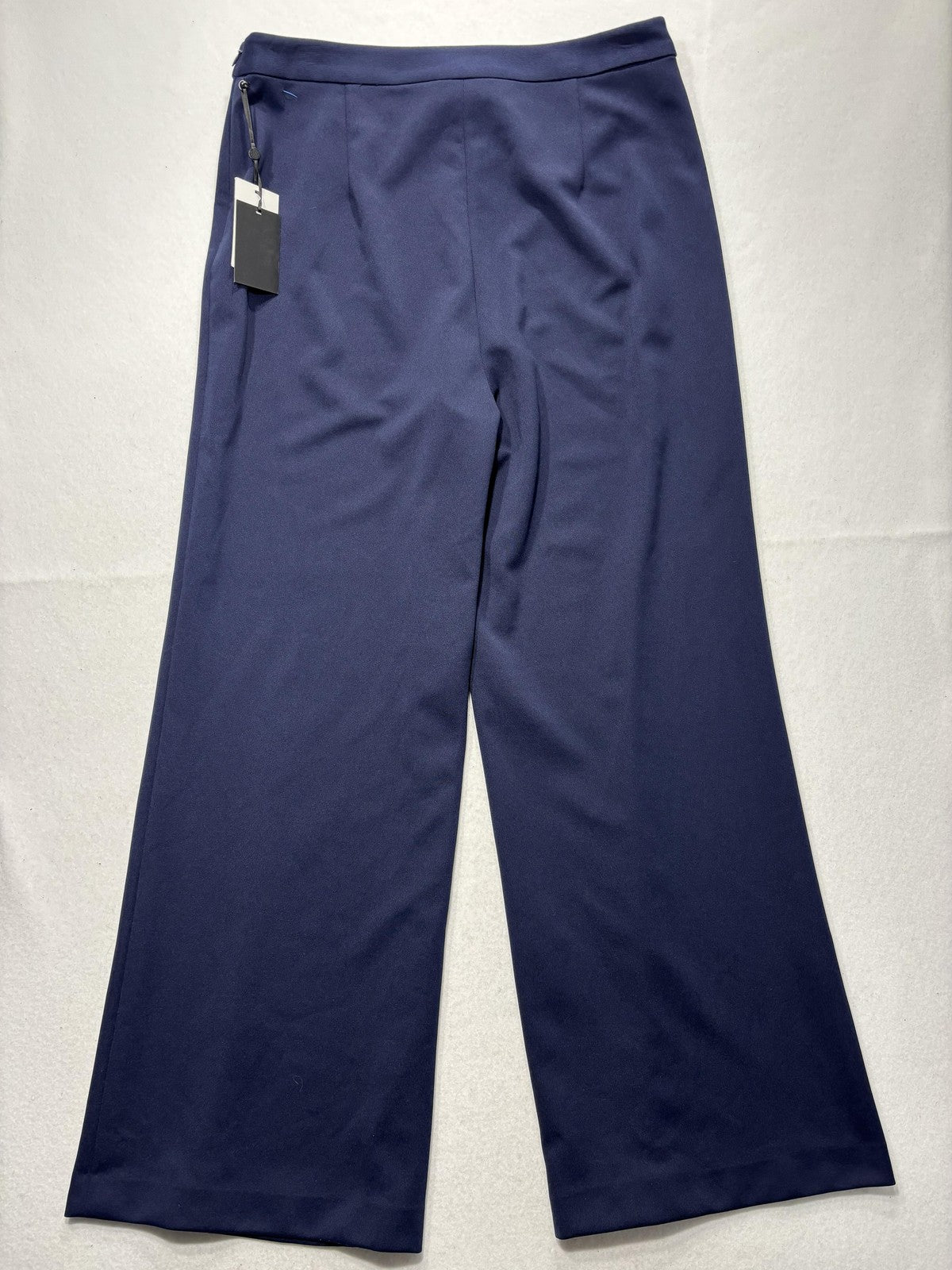 DKNY Dress Pants Womens 16 Blue Twill Wide Leg Stretch Zip Art Basel Work