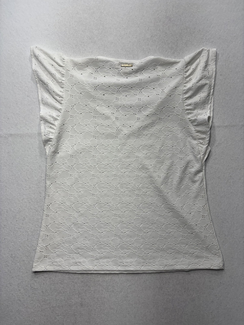 MICHAEL Michael Kors Blouse Womens Medium White V Neck Flutter Sleeve Lace Top