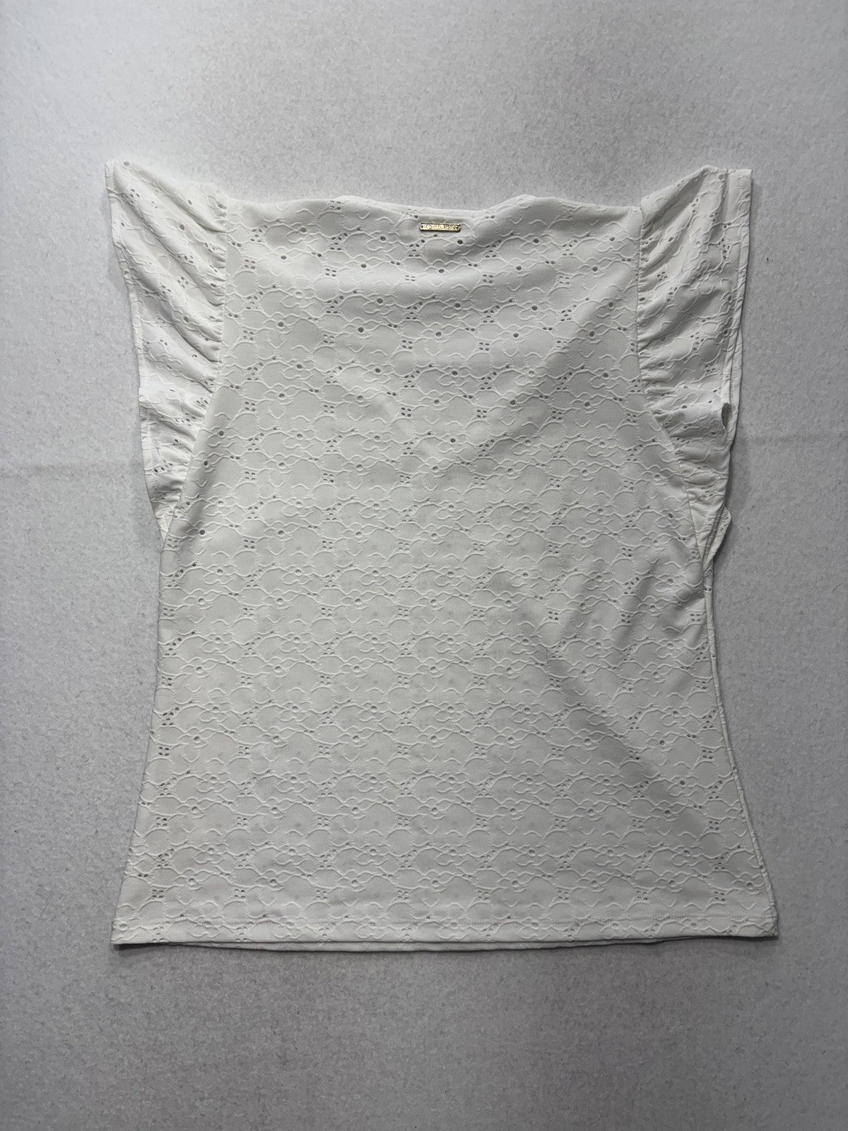 MICHAEL Michael Kors Blouse Womens Medium White V Neck Flutter Sleeve Lace Top