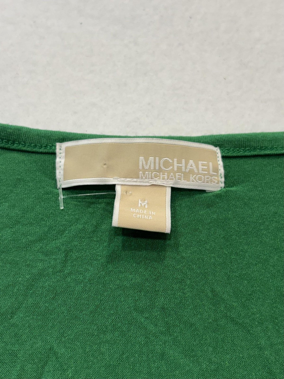 Michael Kors Top Womens Medium Green Cowl Neck 3/4 Sleeve Stretch Tunic Blouse