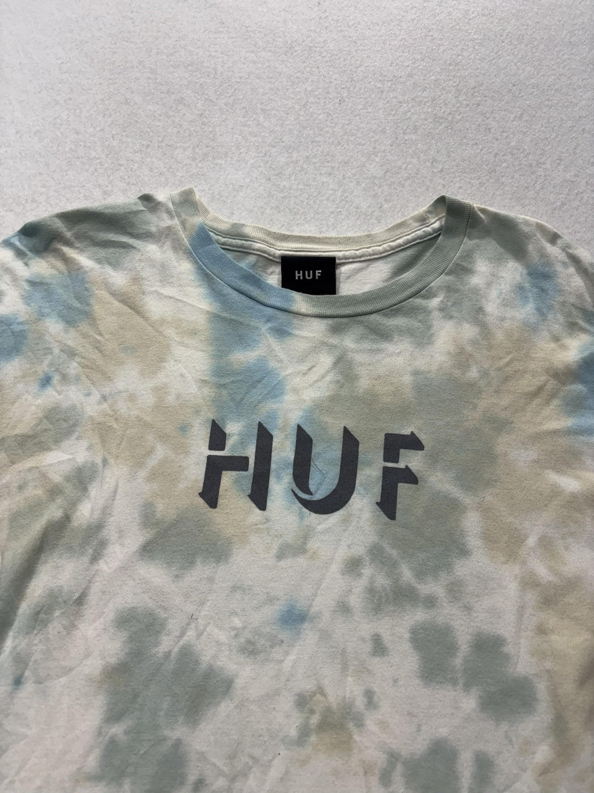 HUF Shirt Mens Large Multicolor Tie Dye Logo Graphic Tee Streetwear Short Sleeve