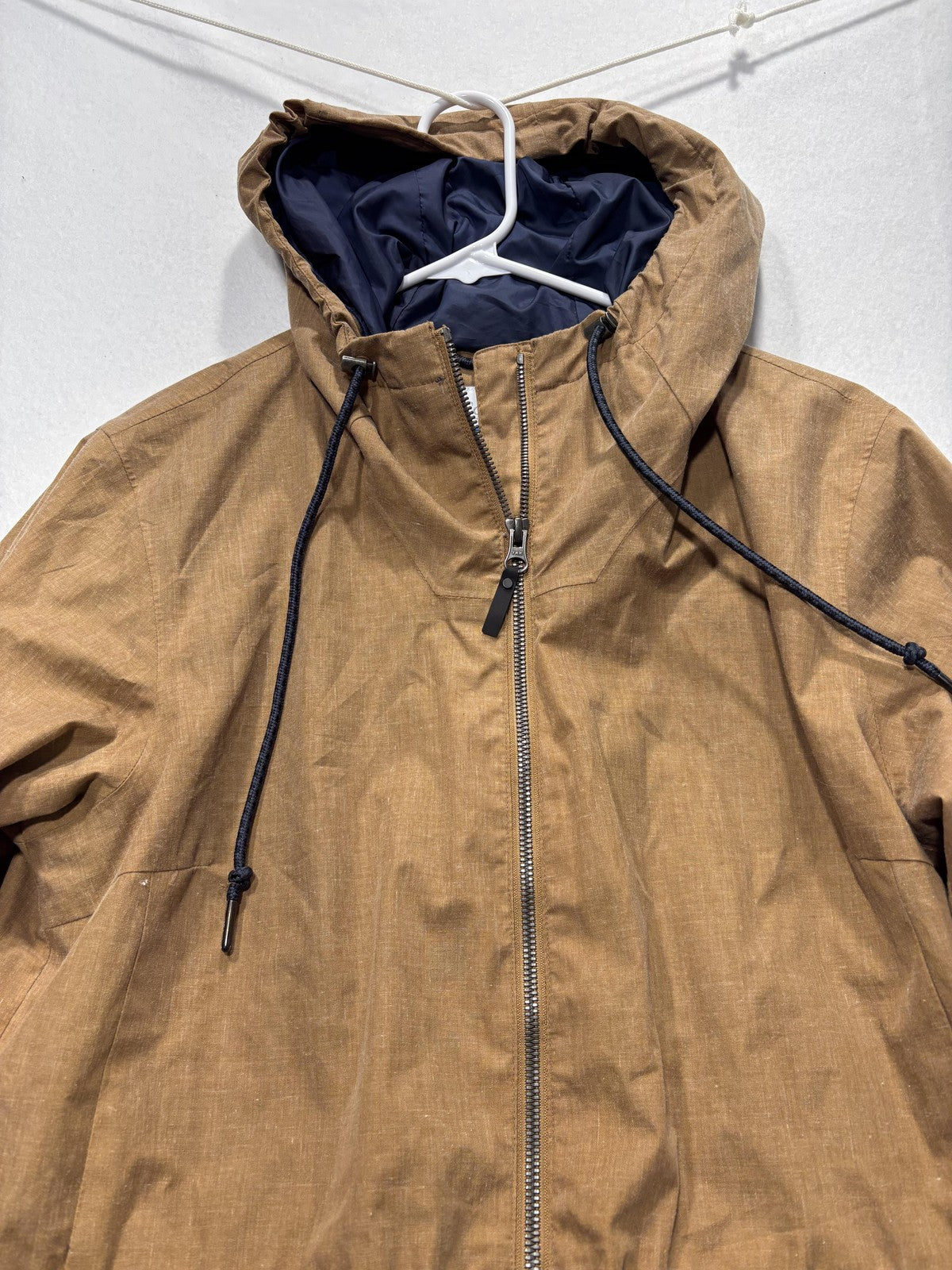 Columbia Omni-Tech Rain Coat Womens L Brown Hooded Waterproof Full Zip Twill
