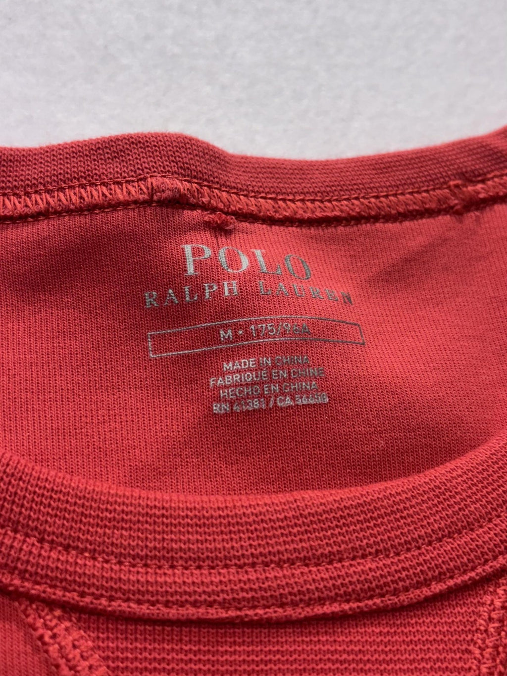 Polo Ralph Lauren Sweatshirt Mens Medium Red Crew Neck Logo Pullover Embossed