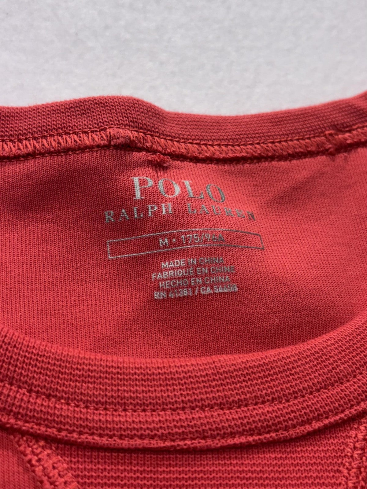 Polo Ralph Lauren Sweatshirt Mens Medium Red Crew Neck Logo Pullover Embossed