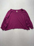 We The Free Shirt Womens Medium Purple Scoop Neck Long Balloon Sleeve Cropped