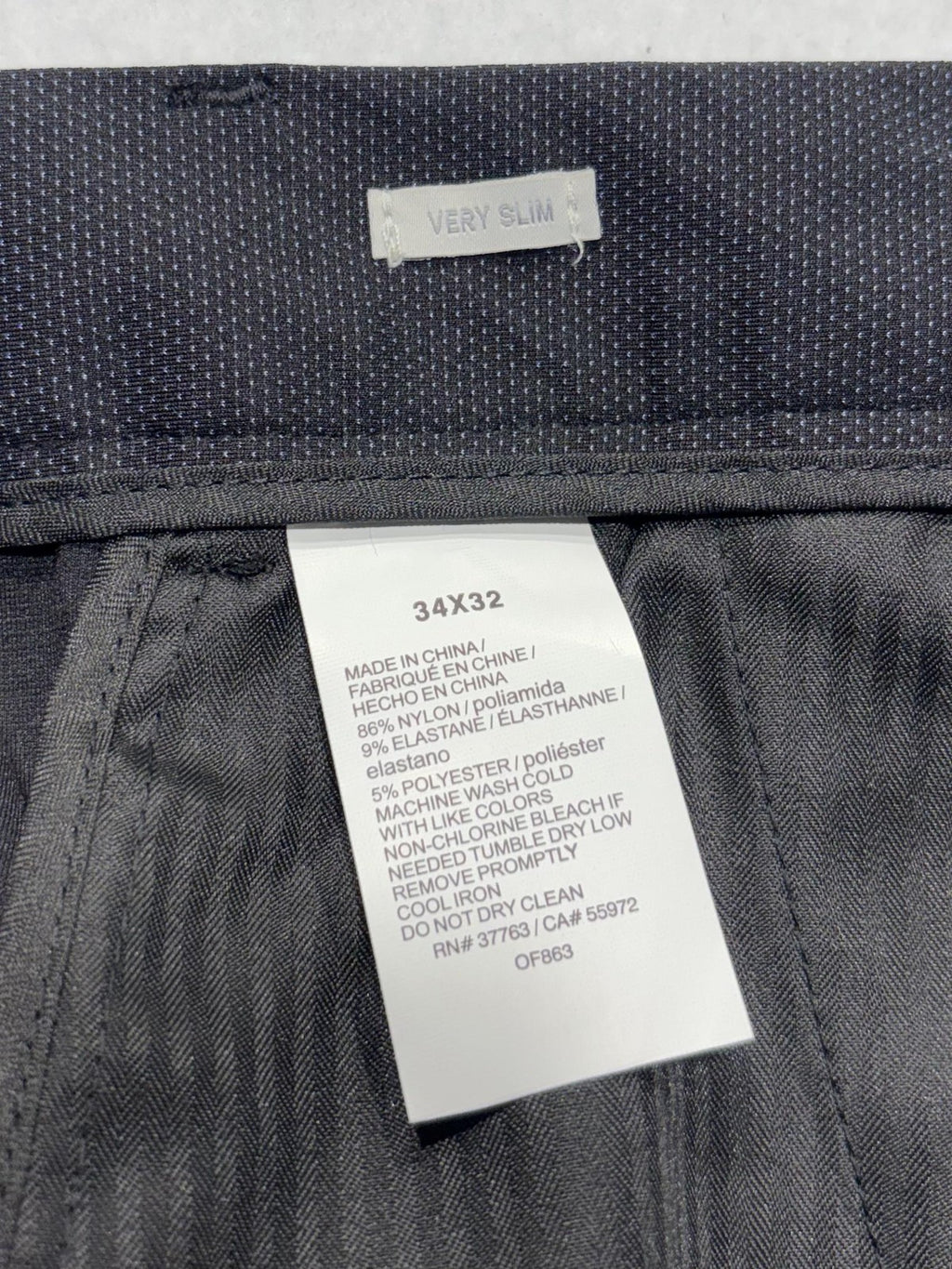 Perry Ellis Portfolio Dress Pants Mens 34x32 Gray Very Slim Travel Luxe Stretch