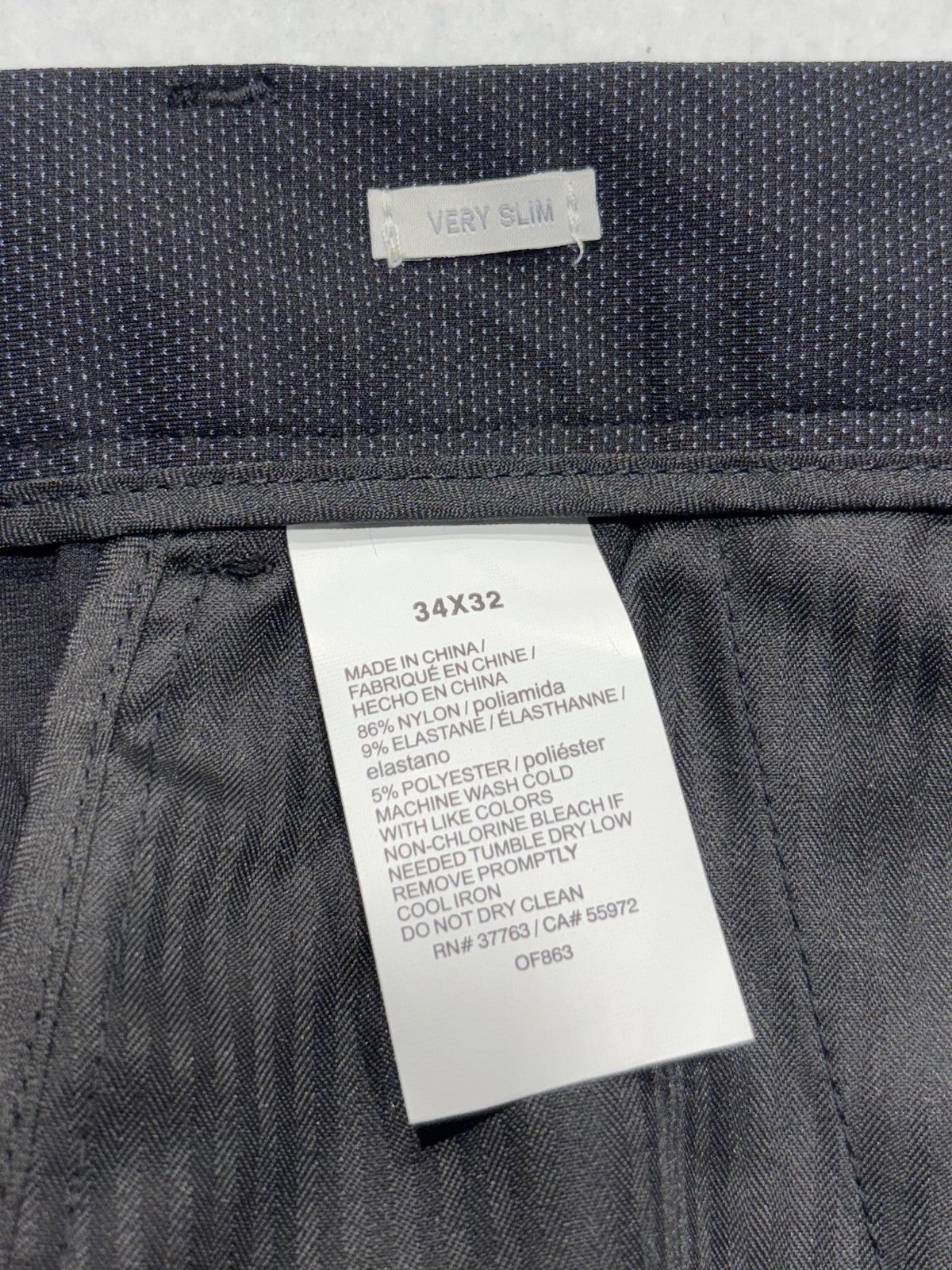 Perry Ellis Portfolio Dress Pants Mens 34x32 Gray Very Slim Travel Luxe Stretch