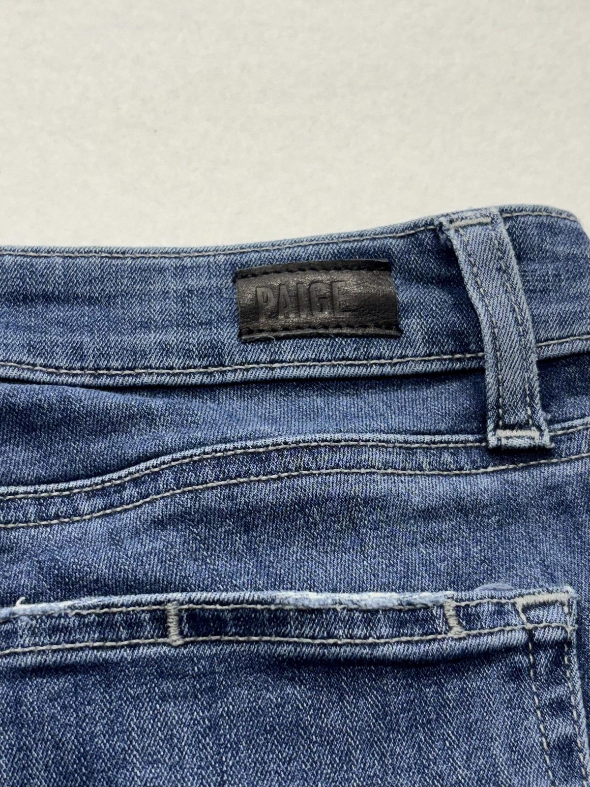 Paige Rory Crop Flare Jeans Womens 28 Blue Medium Wash Raw Hem 28x26 Stretch
