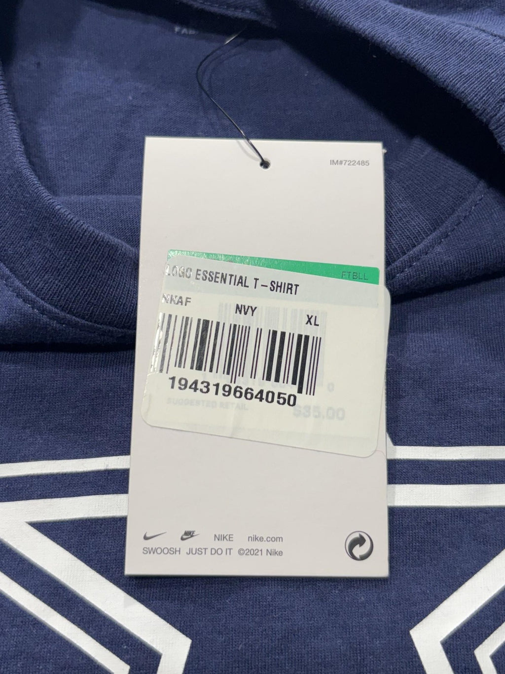 Dallas Cowboys Shirt Mens XL Blue NFL Football Nike Logo Essential Tee Star