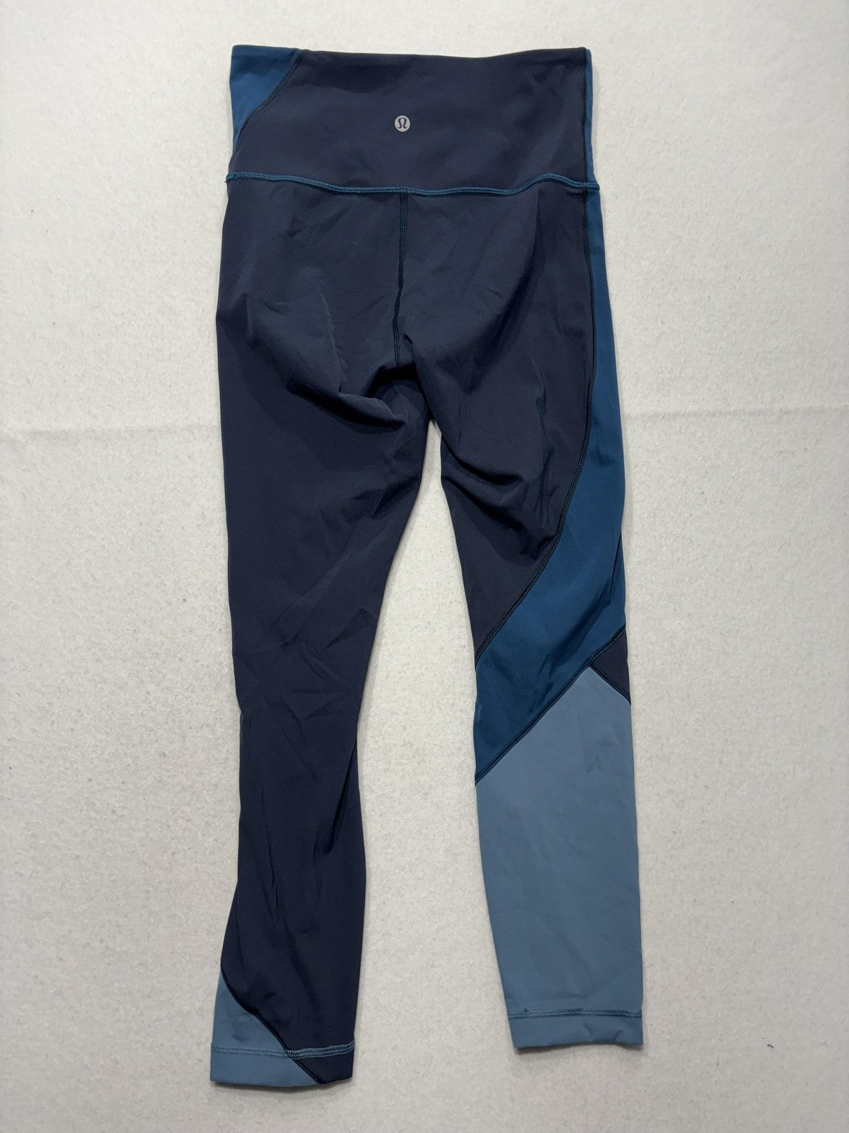 Lululemon Leggings Womens 4 Blue Colorblock High Rise 25" Inseam Ankle Yoga