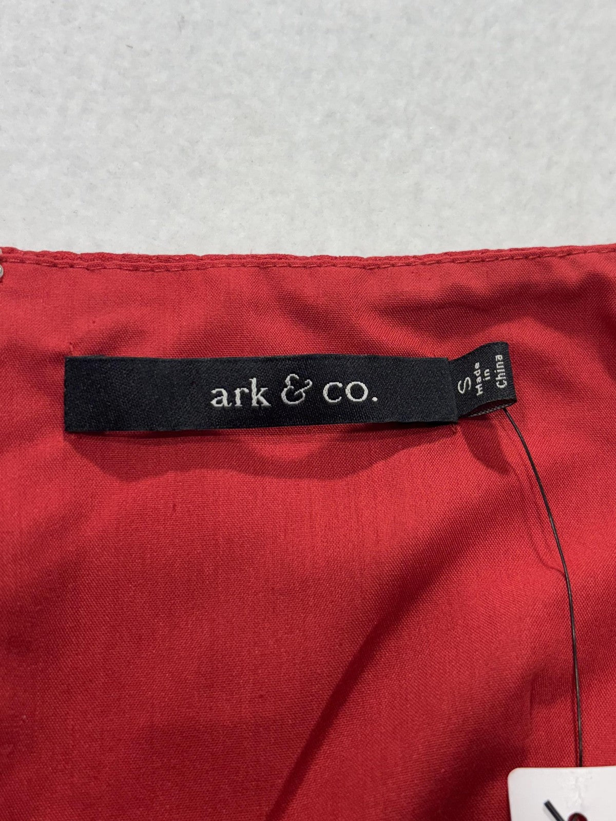 Ark & Co. Dress Womens Small Red Jacquard Off Shoulder Fit Flare Mini Party