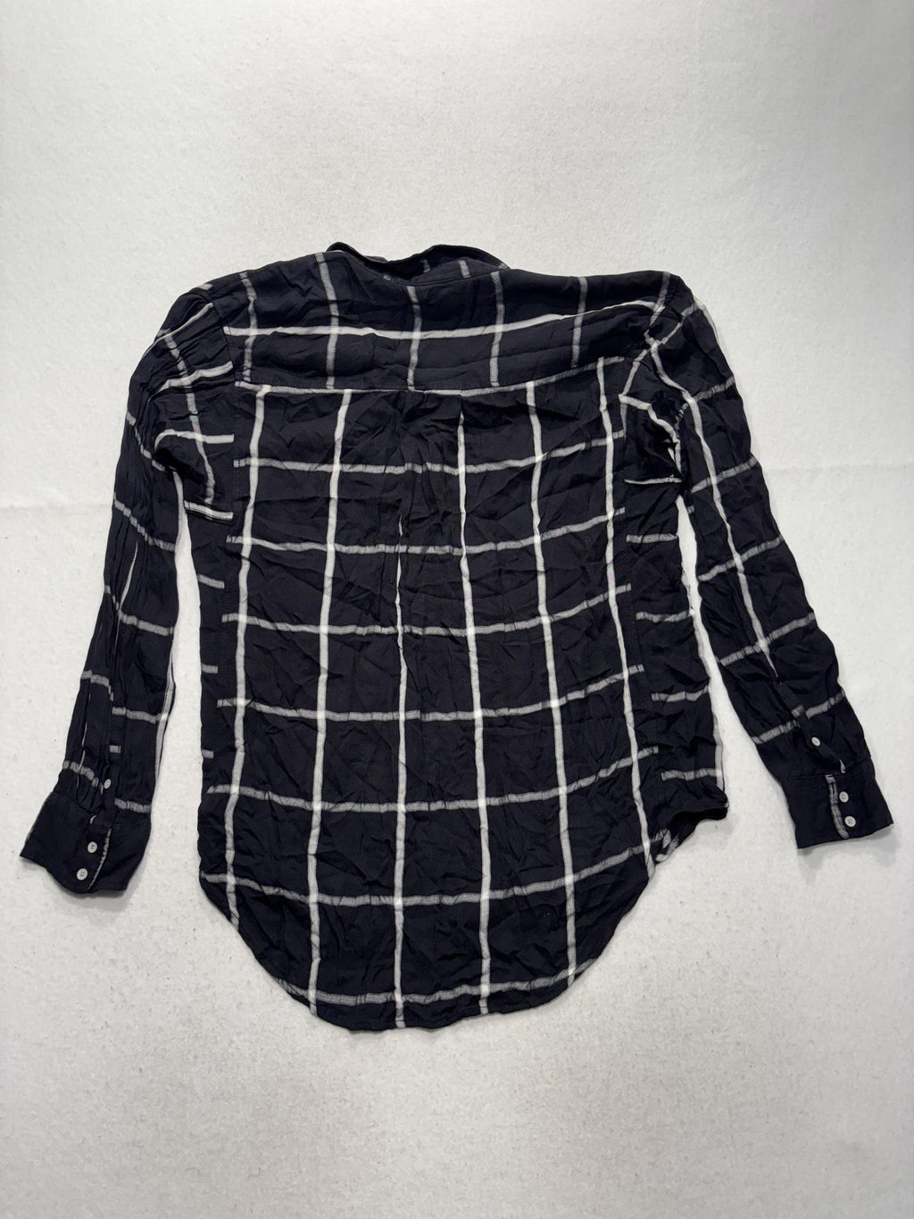 Stylus Button Up Shirt Womens L Black Plaid Long Sleeve Tunic Top Casual Fall