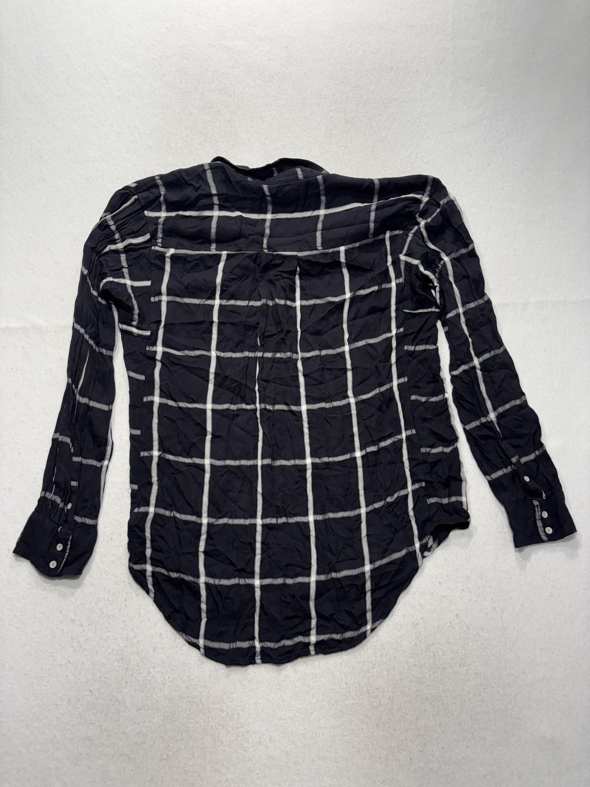 Stylus Button Up Shirt Womens L Black Plaid Long Sleeve Tunic Top Casual Fall