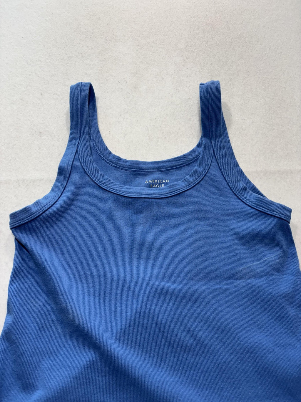 American Eagle Outfitters Tank Womens Large Blue Scoop Neck Ribbed Cropped Top