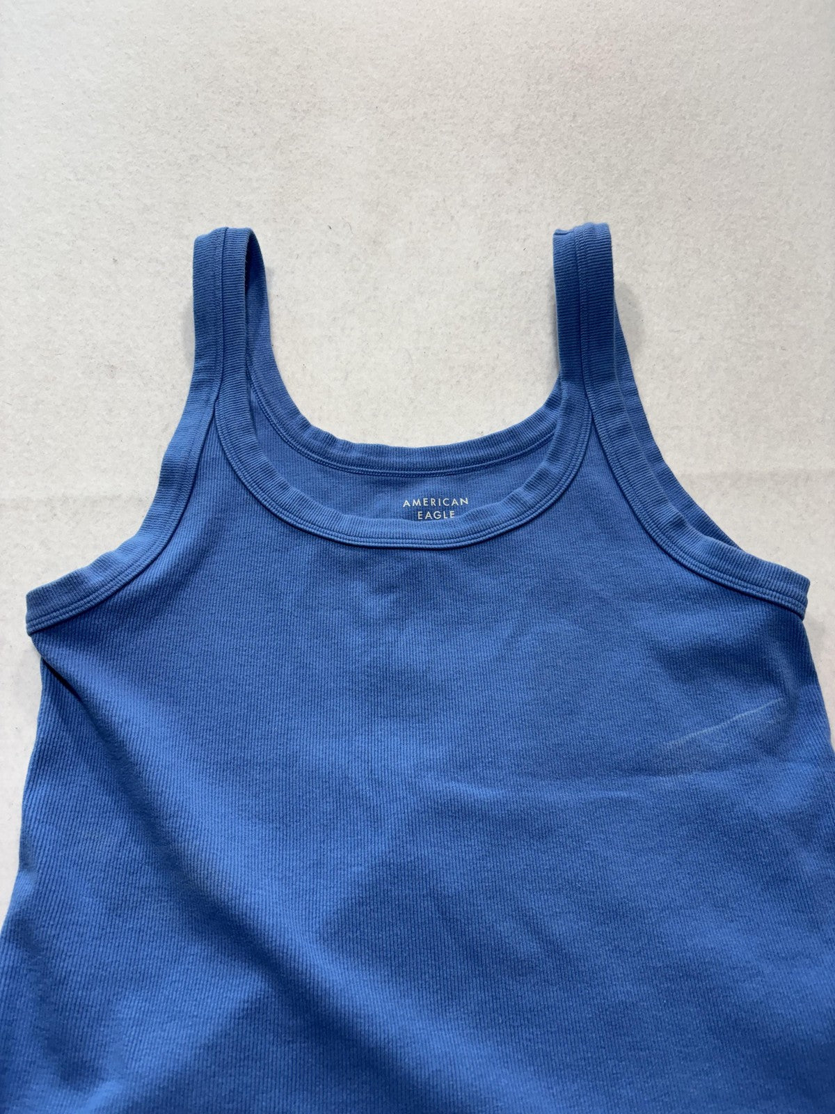 American Eagle Outfitters Tank Womens Large Blue Scoop Neck Ribbed Cropped Top