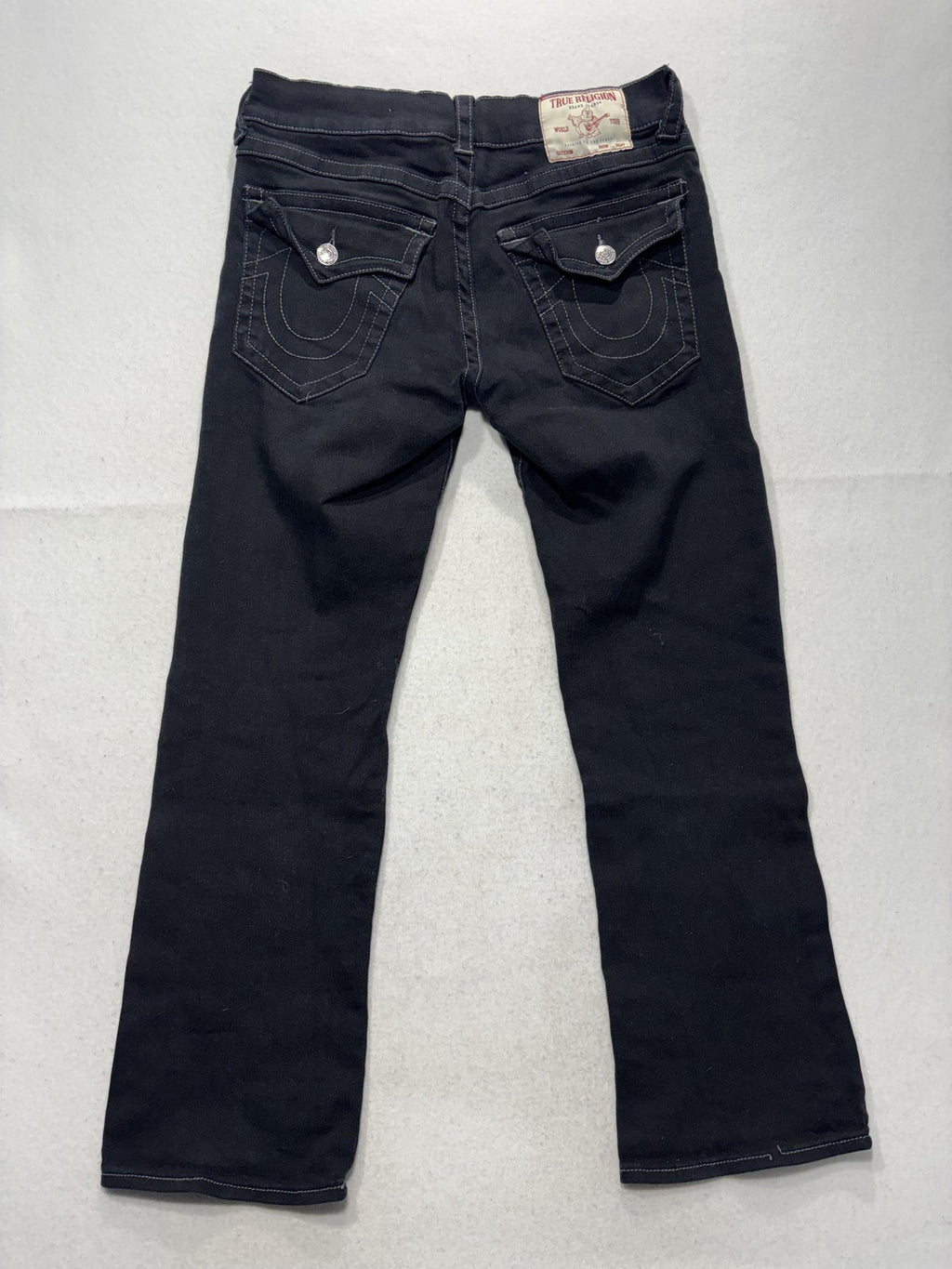True Religion Ricky Relaxed Straight Jeans Mens 32x32 Black Dark Wash Stretch