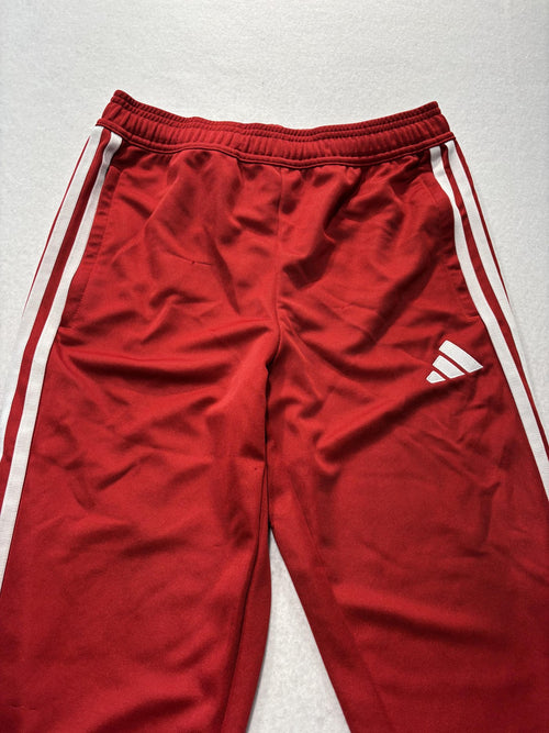 Adidas Track Pants Unisex Kids 13-14Y Red AEROREADY Ankle Zip 3 Stripe Soccer
