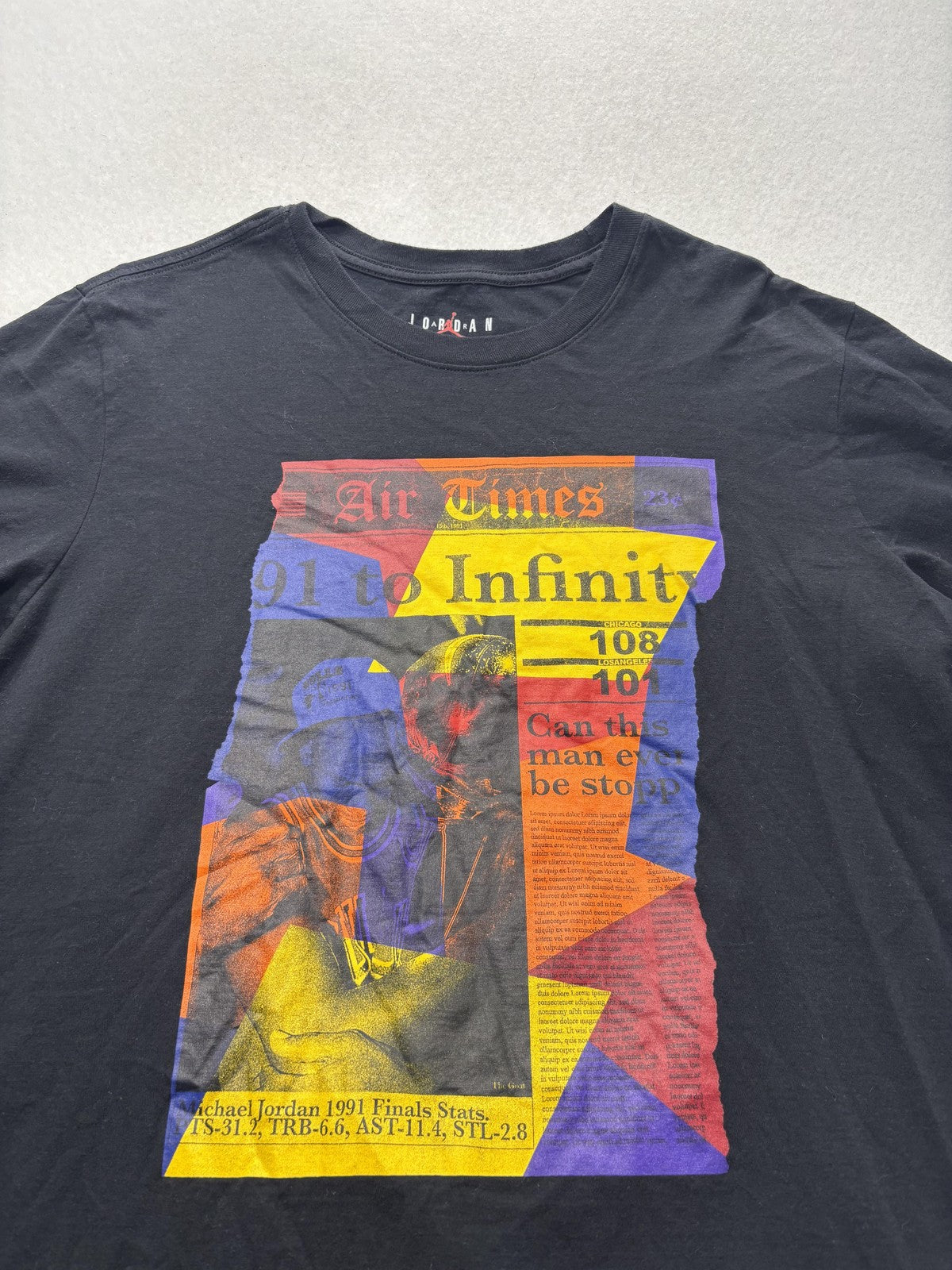 Jordan Mens Large Black Michael Jordan Air Times 1991 Finals Graphic T-Shirt