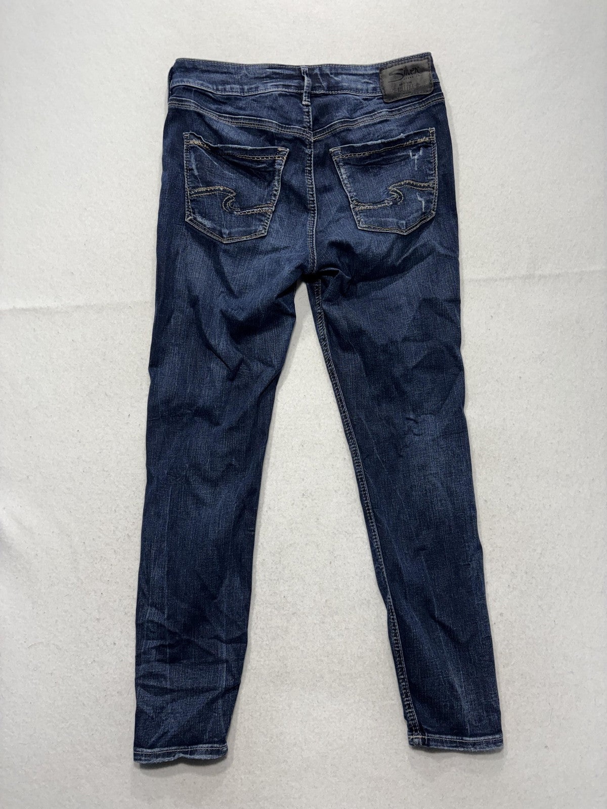 Silver Jeans Co Avery Ankle Skinny Jeans Womens 28 Blue Distressed 29x27