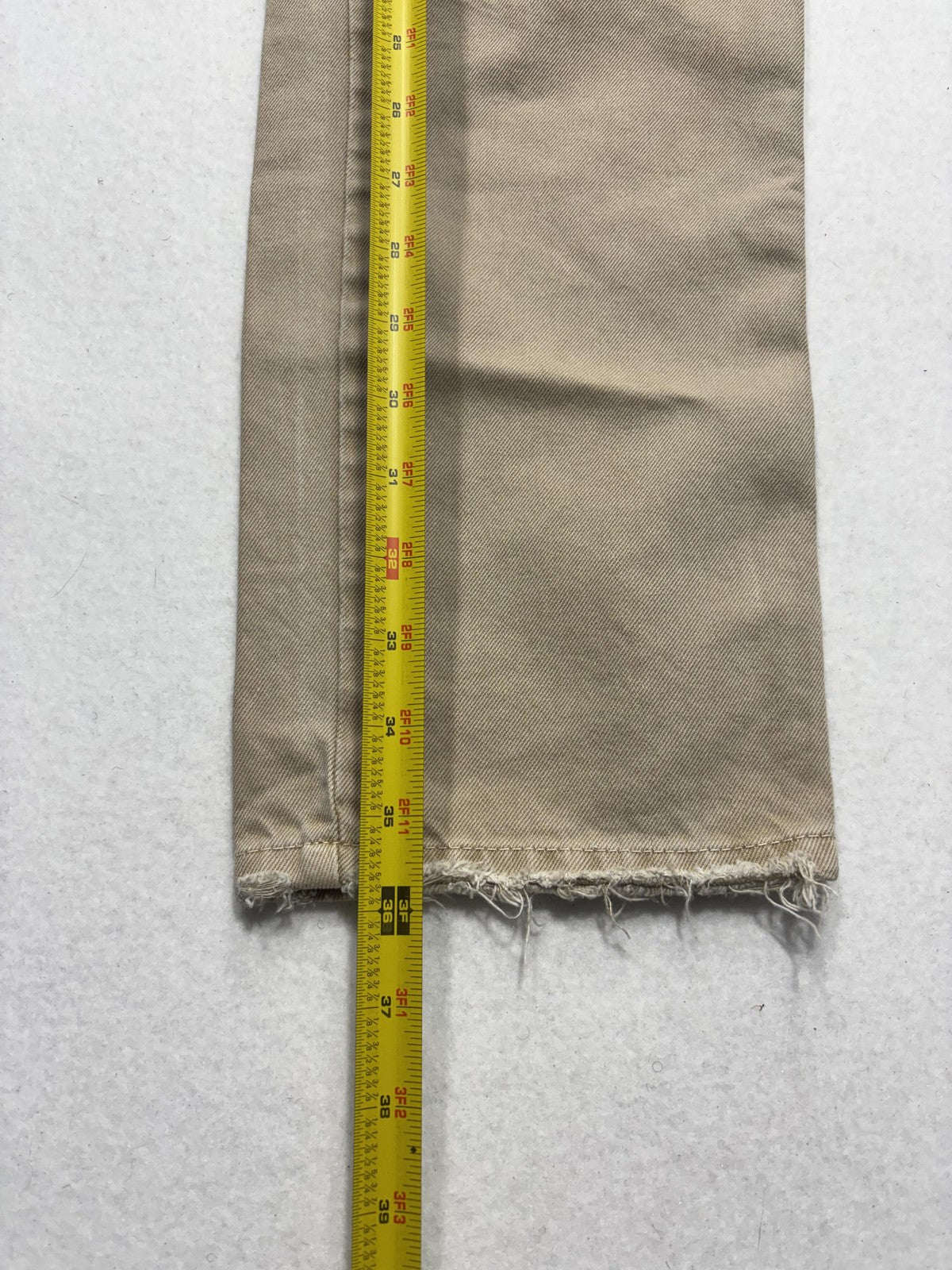 We The Free Jeans Womens 27 Beige High Rise Straight Distressed Raw Hem 27x28