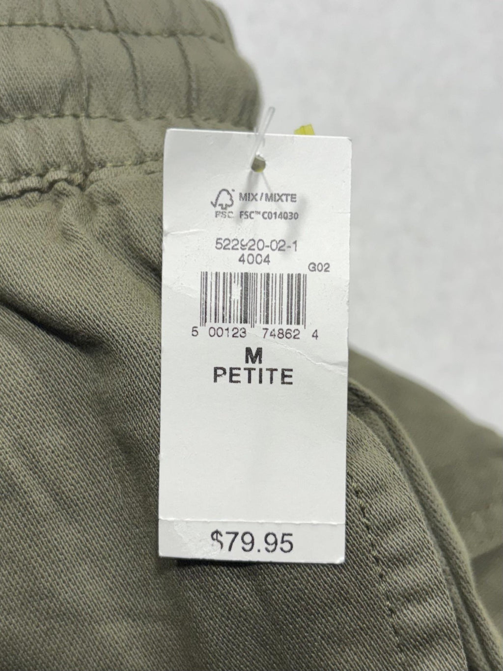 Gap Cargo Pants Womens M Petite Green Twill Crop Elastic Waist Pull On Relaxed