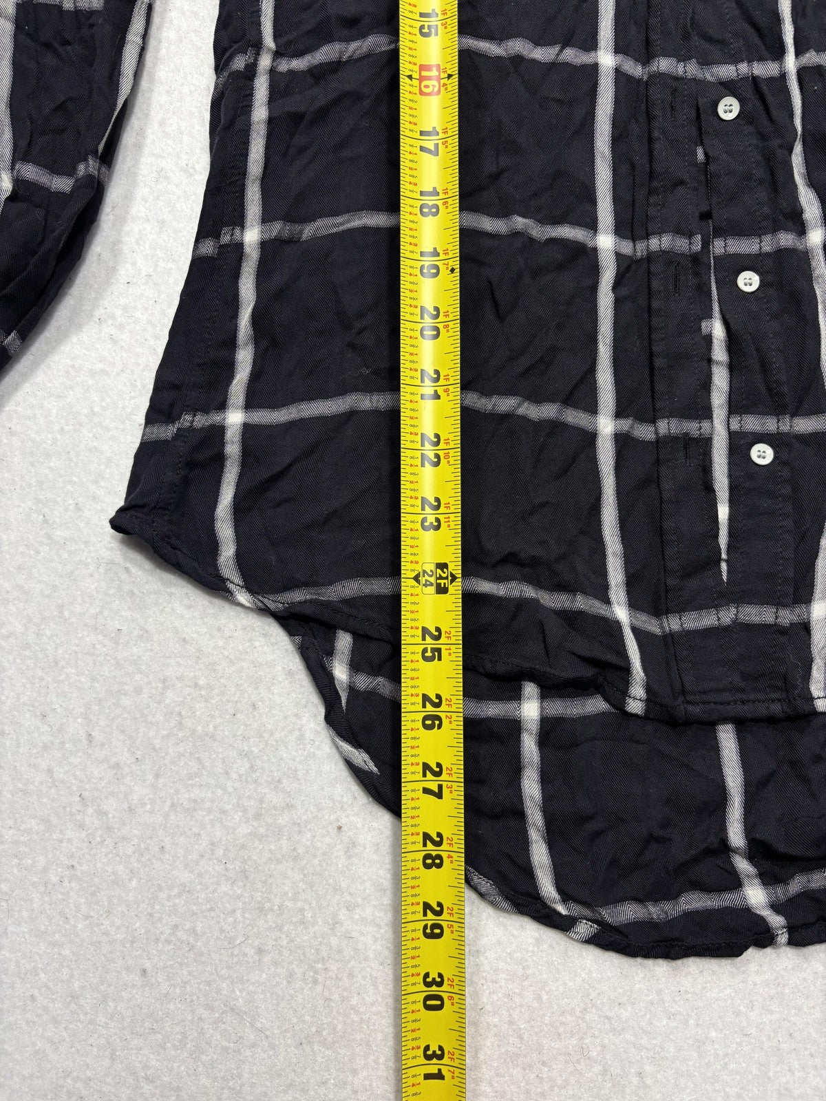 Stylus Button Up Shirt Womens L Black Plaid Long Sleeve Tunic Top Casual Fall