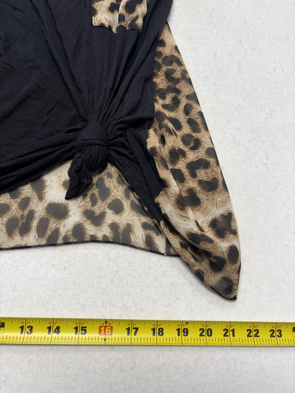 Lilypad Tank Top Womens Medium Brown Leopard Print Scoop Neck Knot Hem Racerback