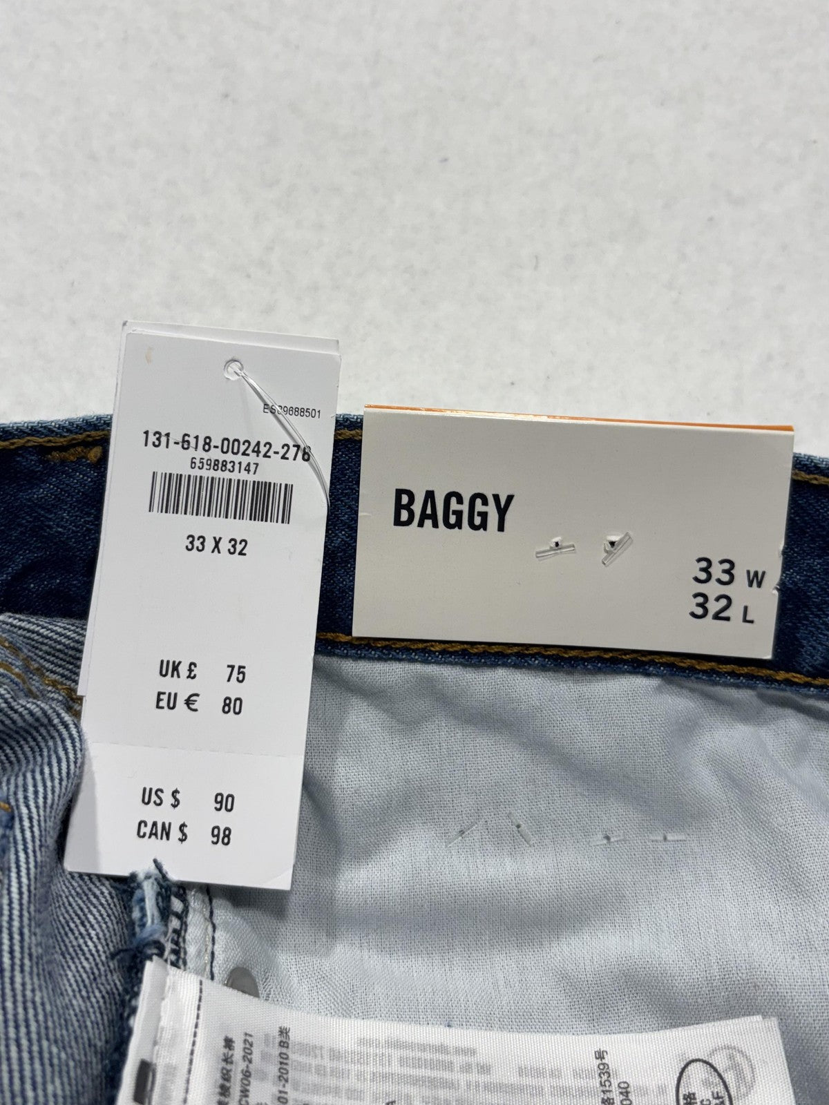 Abercrombie & Fitch Baggy Jeans Mens 33x32 Blue Medium Authentic Rigid Denim