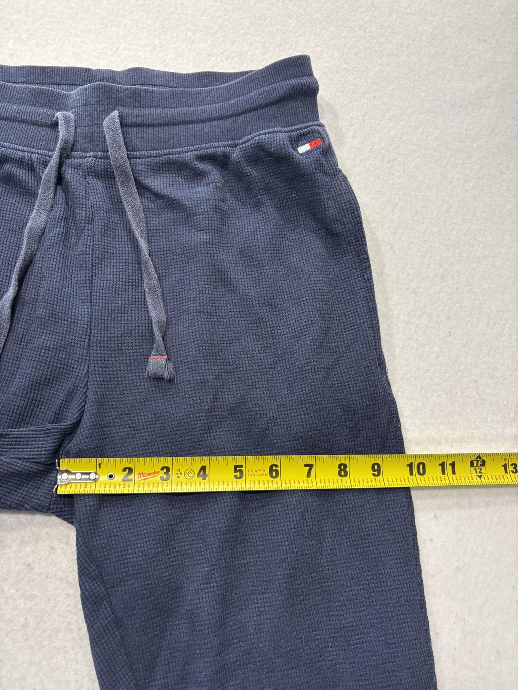 Tommy Hilfiger Lounge Pants Mens Small Blue Thermal Waffle Jogger Cuffed Logo
